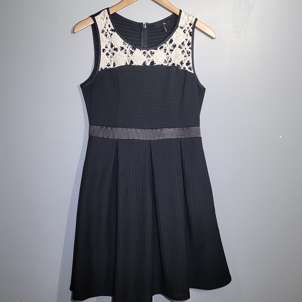 ANTHROPOLOGIE Ryu Lace Black/Ivory Mini Skater Dress